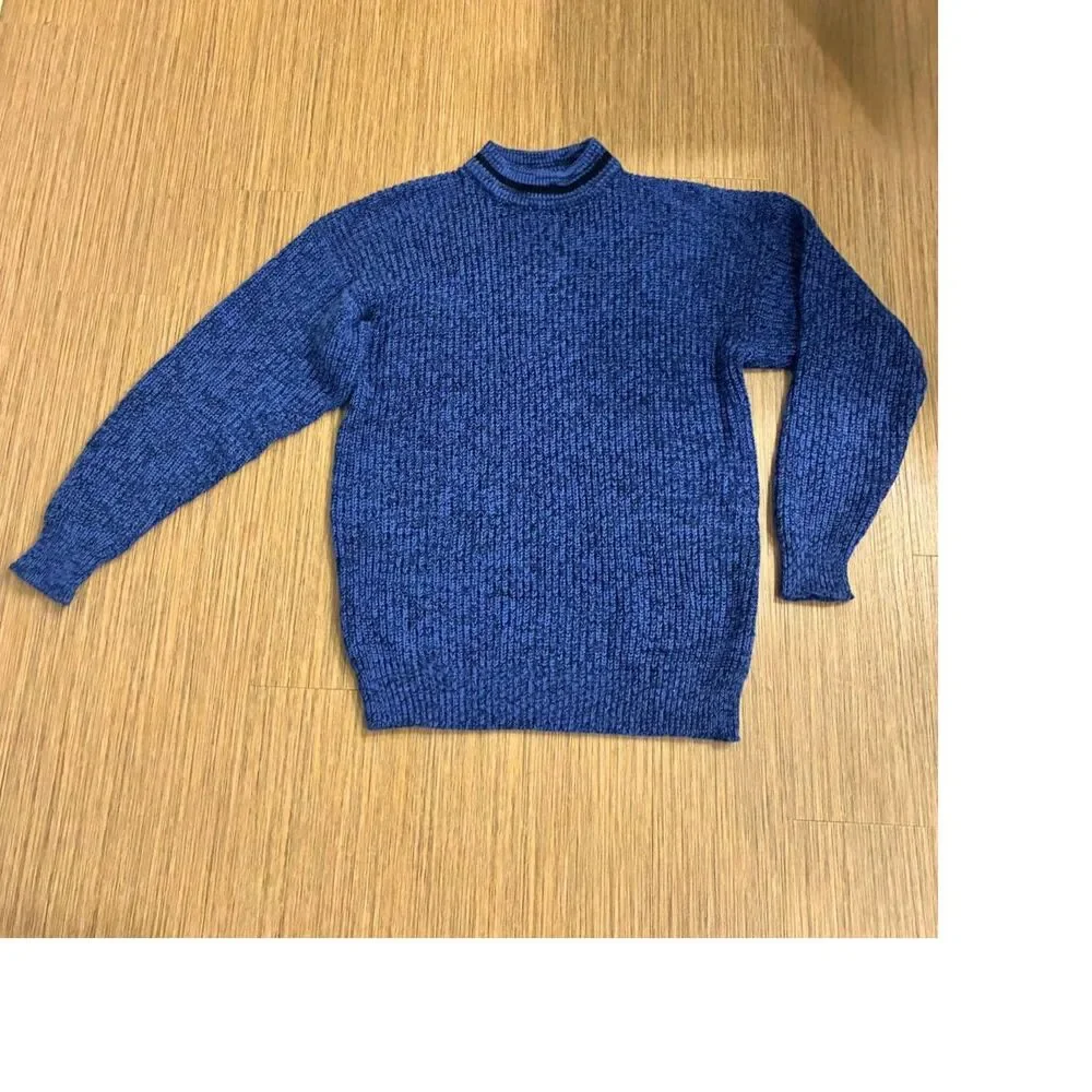 Vintage Playboy Special Edition Blue Marled Knit Mock Neck Sweater 90s Mens L